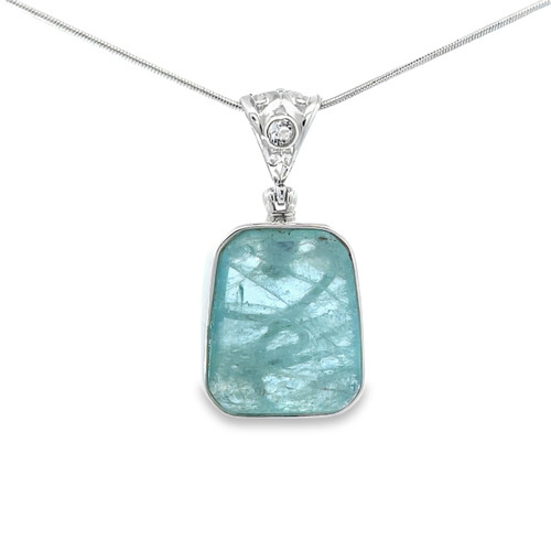Aquamarine Crystal Pendant Necklace (SE1272)