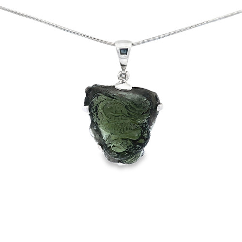 Carved Moldavite Dragon Pendant (SB2282)