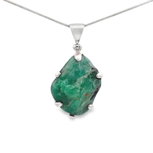 Emerald in Quartz Pendant Necklace (SB3149)