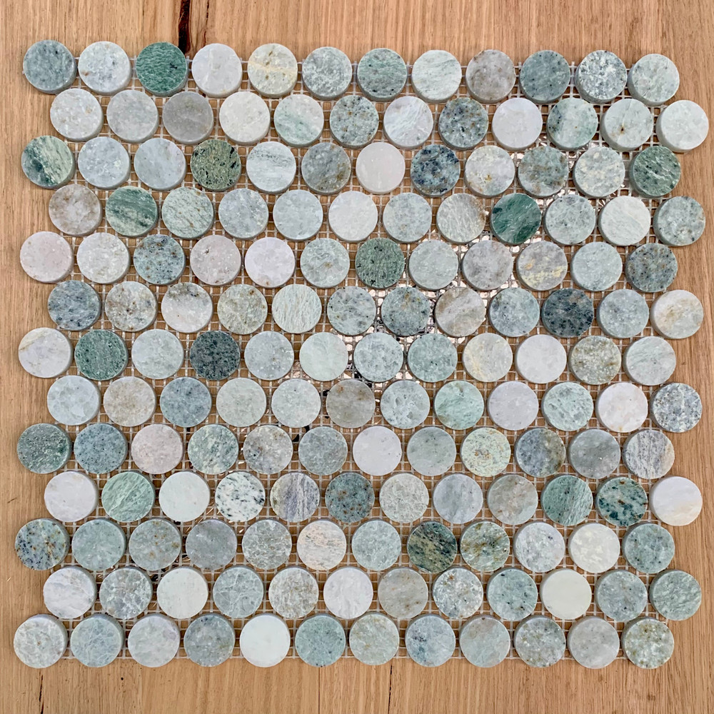 Ming Green Marble Penny Round Mosaic 25mm