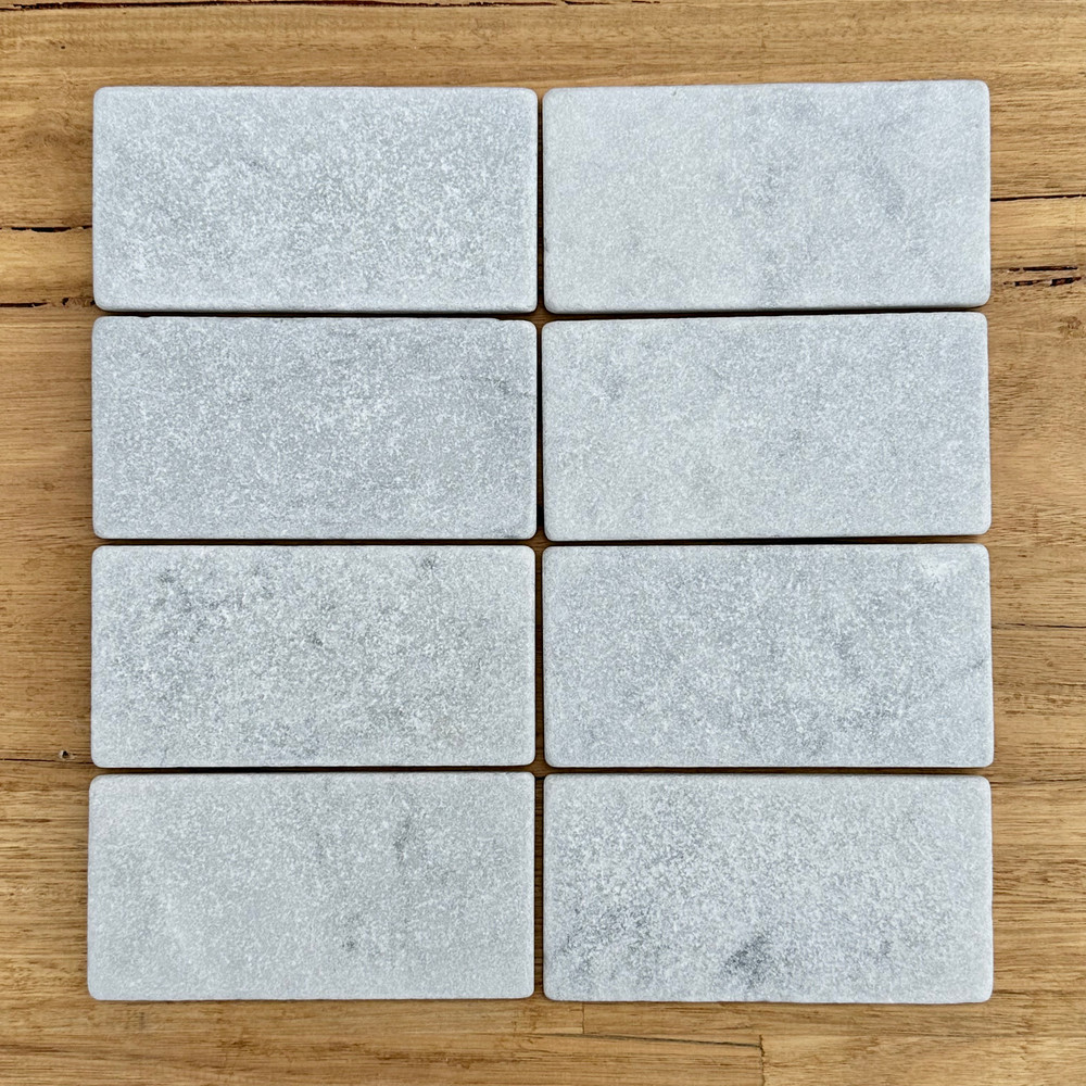 Carrara Tumbled Marble Subway Tile 150x75mm - Tiles4less