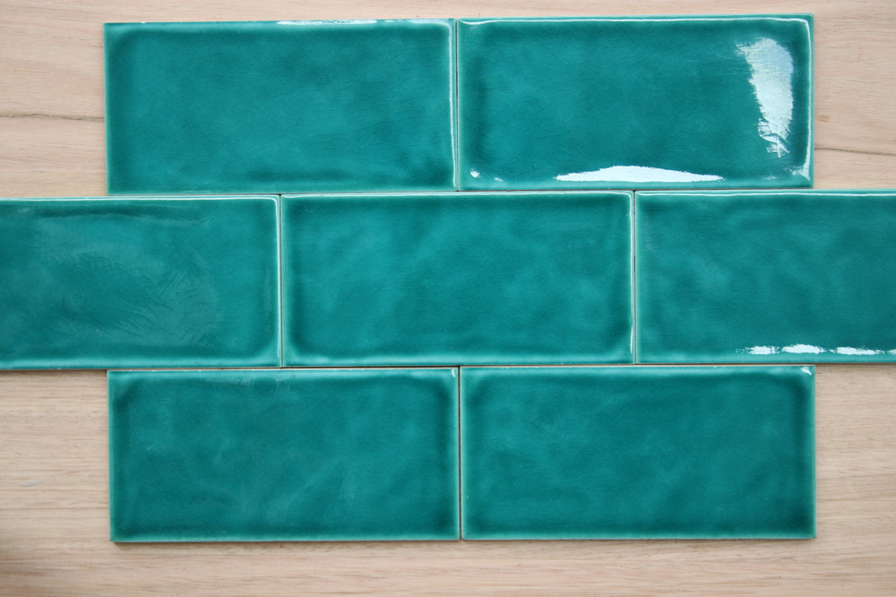 dark green subway tiles