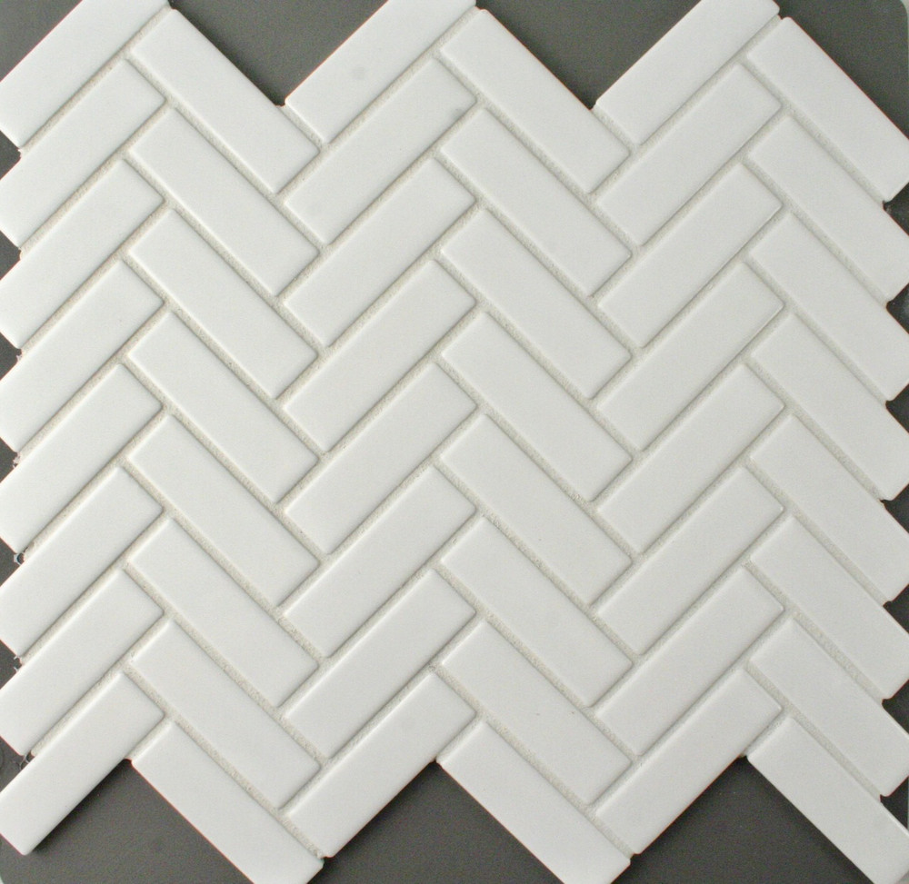  White Herringbone Mosaic 72x22mm - Matt Finish