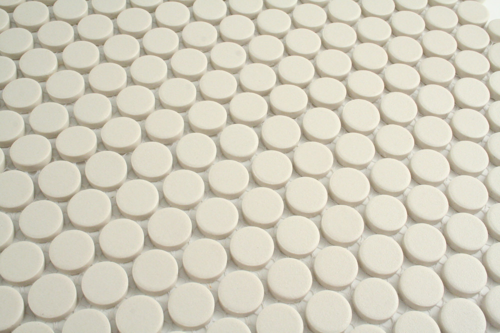 Textured Off White Penny Round Mosaic 19mm Off White anti-slip tile