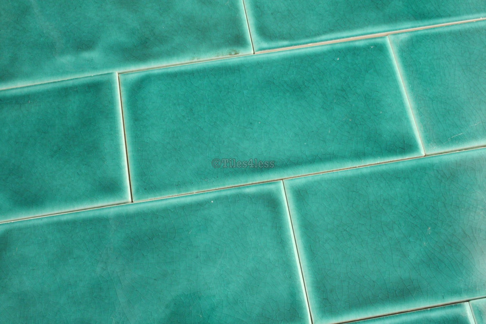 Sample of  Mid Green Craquelle Glaze Subway Tile 