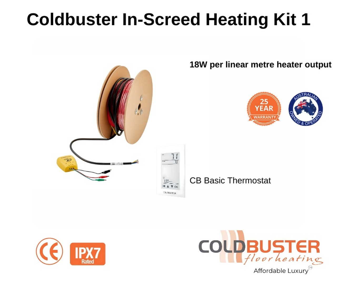 In Screed Underfloor Heating Kit c/w Thermostat