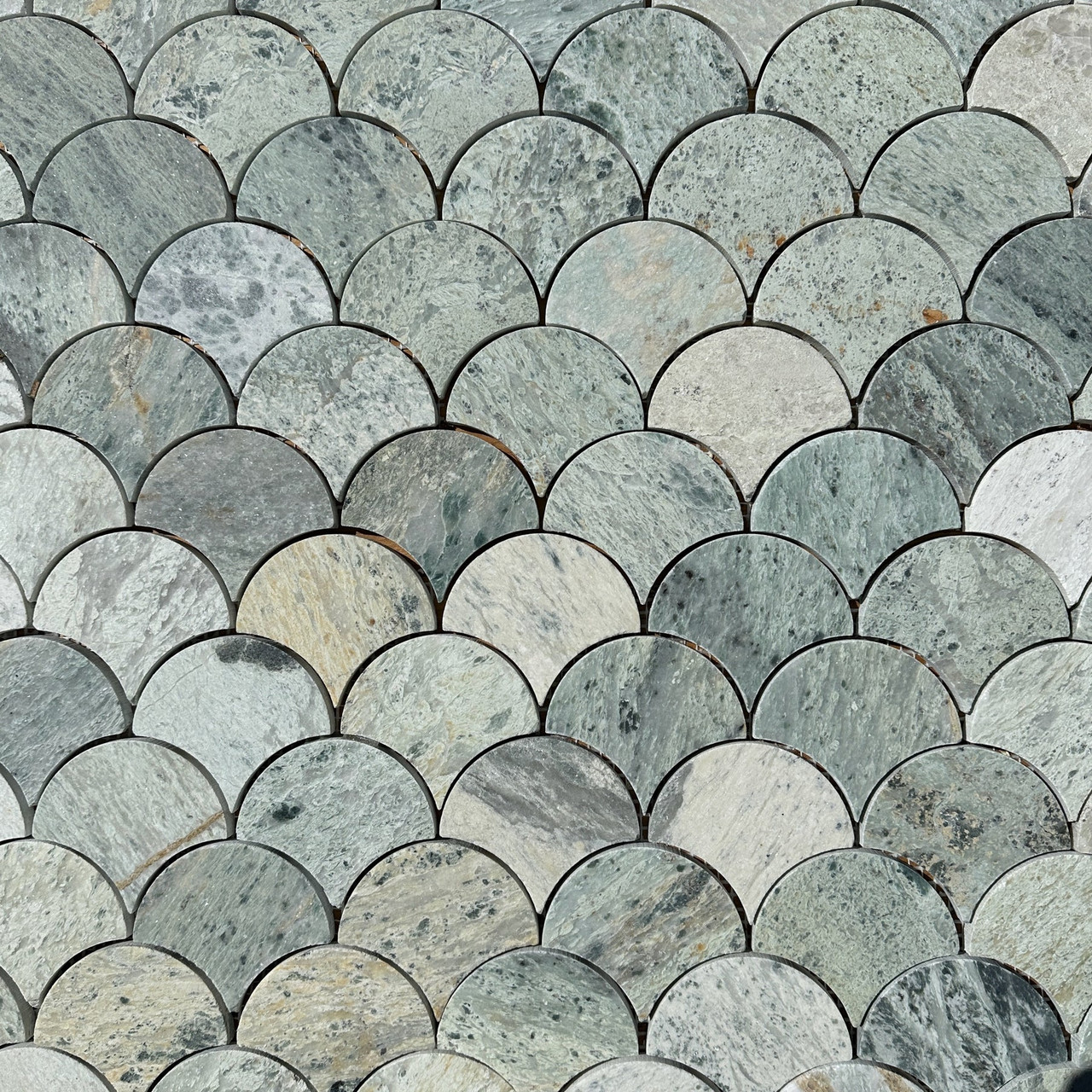 Ming Green Marble Fishscale Mosaic Tile - Tiles4less