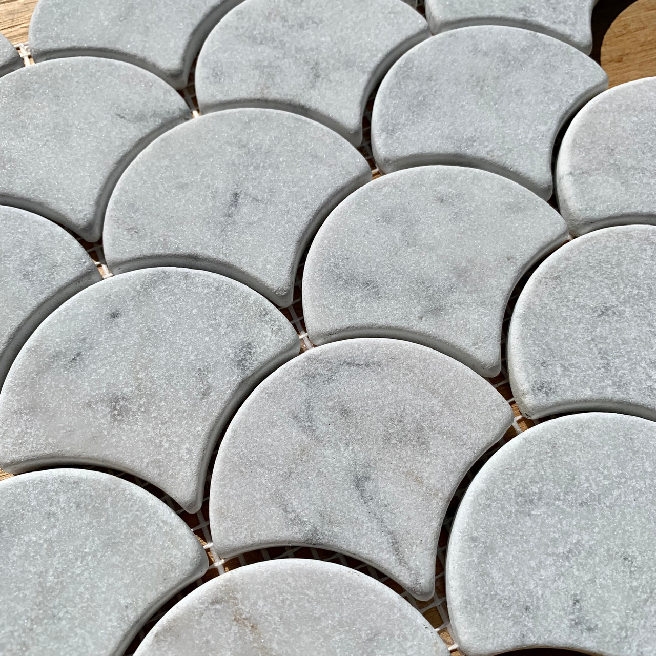 Carrara Tumbled Marble Fishscale Mosaics To Buy Online Now! - Tiles4less