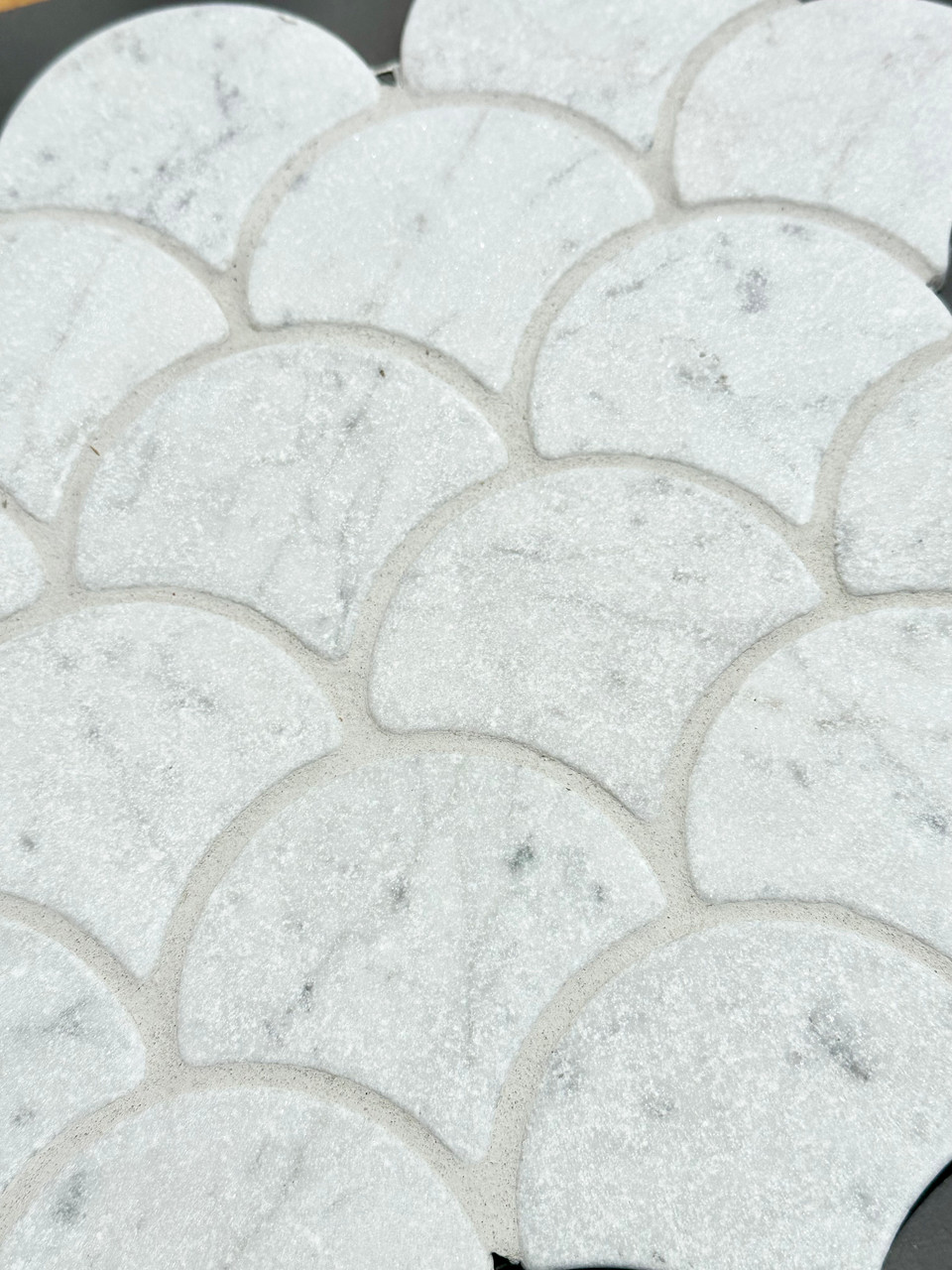 Carrara Tumbled Marble Fishscale Mosaics To Buy Online Now! - Tiles4less