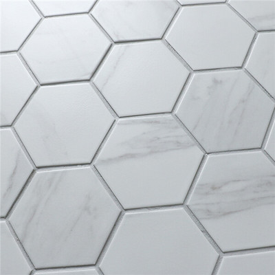 Carrara Look Porcelain Hexagonal Mosaic 95mm