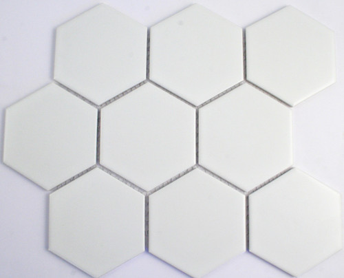 White Hexagonal 95mm Porcelain Mosaic Buy Online Now Tiles4less
