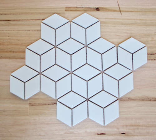 Cube Mosaic Tile Matt White - Tiles4less