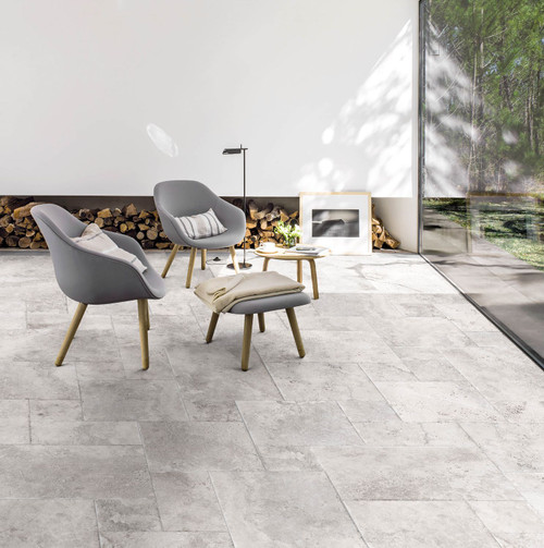 Bodrum Silver Travertine French Pattern Tile  Bodrum Silver Travertine French Pattern Tile