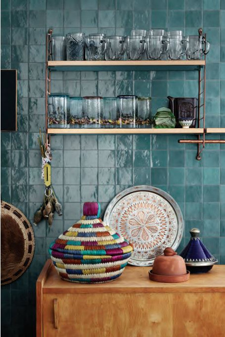 Zellige Petrol Blue Gloss Wall Tile 10cm