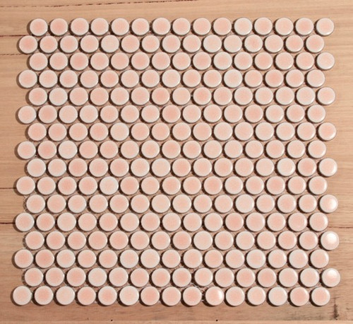 Pale Pink Gloss Penny Round Mosaic 19mm - Tiles4less