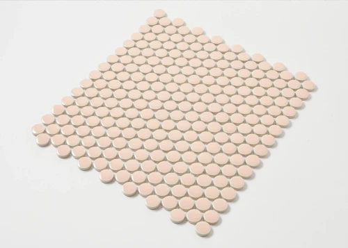 Pale Pink Gloss Penny Round Mosaic 19mm - Tiles4less
