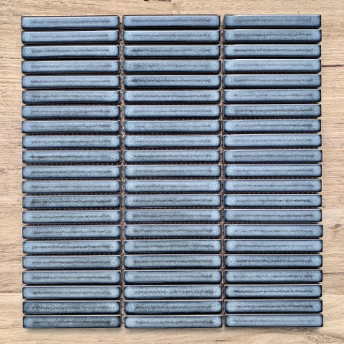 Small Kit Kat Steel Grey Gloss Mosaic Tile - Tiles4less