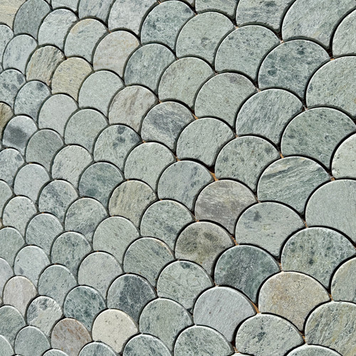 Ming Green Marble Tumbled Fishscale Mosaic Tile