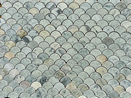 Ming Green Marble Tumbled Fish Scale Mosaic Tile