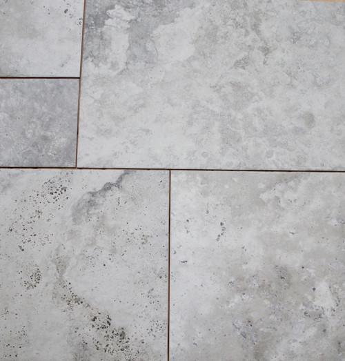 Sample of Bodrum Silver Travertine Porcelain Tile