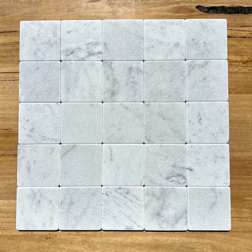 Carrara tumbled marble square 100mm 100x100mm tile zellige