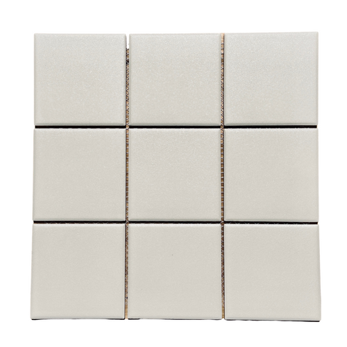 Textured Off White Square Mosaic Tile 97mm