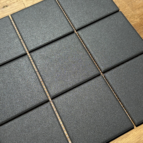Textured Charcoal Square Mosaic Tile 97mm
