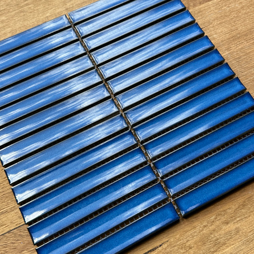 Antique Blue Gloss Concave Kit Kat Mosaic