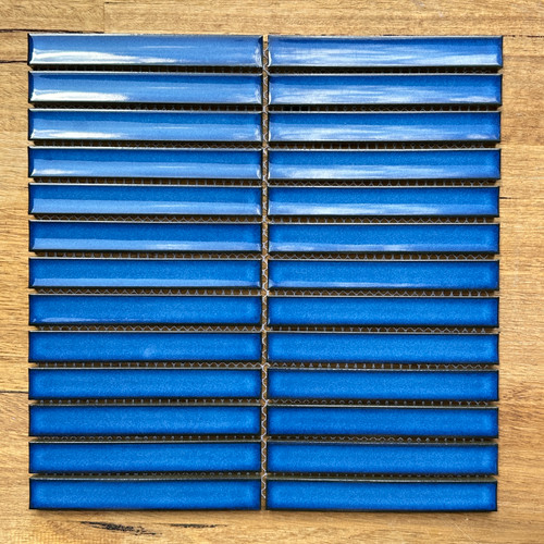 Antique Blue Gloss Concave Kit Kat Mosaic 145x15mm