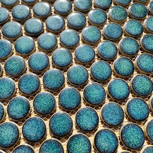 Everglade Green Gloss Penny Round Mosaic Tile 28mm Everglade Green Gloss Penny Round Mosaic Tile 28mm