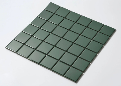 PGG3099 Moss Green Gloss Mosaic Tile 48mm - Tiles4less