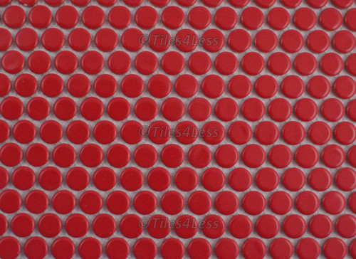 Red Gloss Porcelain Penny Round Mosaic tile