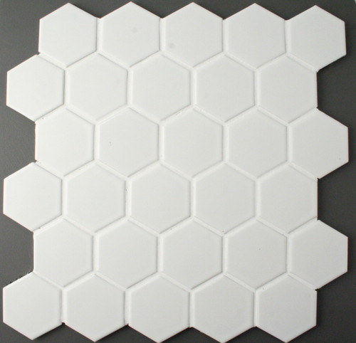 Satin White Hexagonal Mosaic Tile 48mm