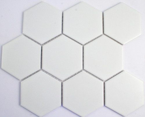 95mm matt white hexagon mosaic