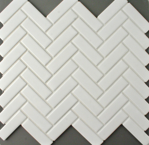 Matt White Herringbone Mosaic Tile 72x22mm