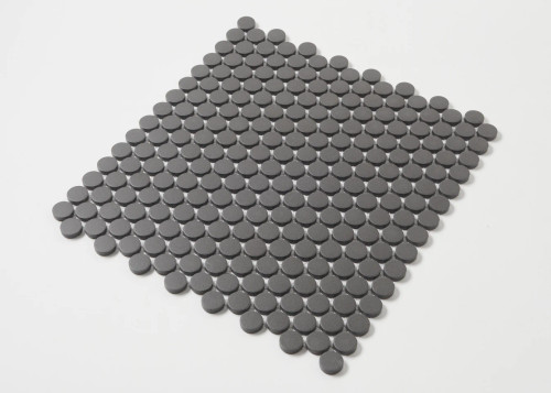 PGR-71 Unglazed Charcoal Penny Round Mosaic 19mm grey black anti-slip tile