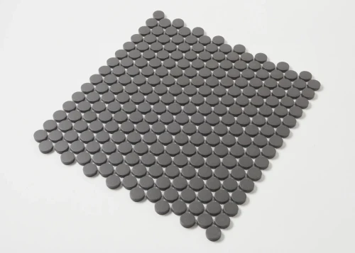 PGR-71 Textured Charcoal Penny Round Mosaic 19mm Charcoal - Tiles4less