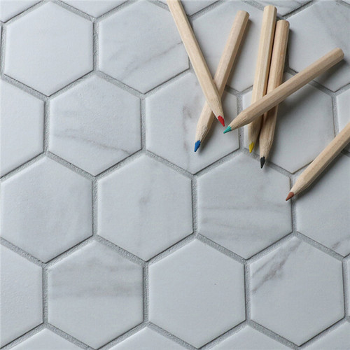 Carrara  Porcelain Hexagonal Mosaic 51mm