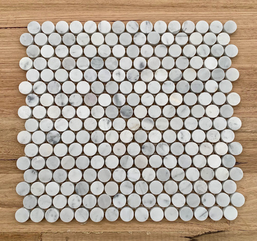 Carrara Marble Penny Round mosaic Tile 20mm