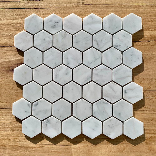 Carrara Marble 48mm Hexagon Tile