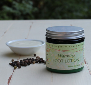 Warming Foot Lotion - Black pepper and ginger help heat cold feet. Warming Foot Lotion - Black pepper and ginger help heat cold feet.