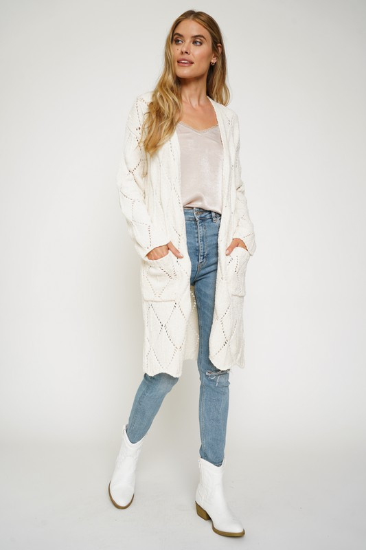 Cream Chenille Cardigan - Charm Boutique