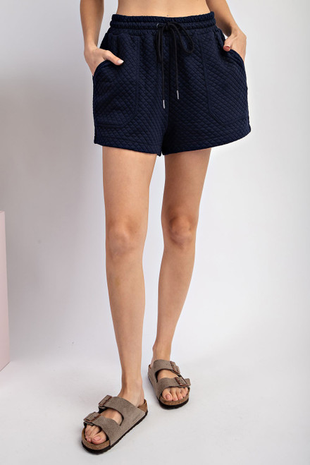 Textured Relaxed Shorts w Pockets and Drawstring Waist