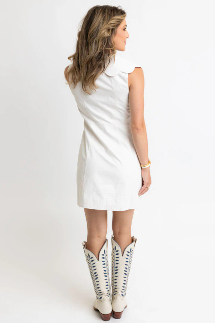 Ivory Scallop V-Neck Sleeveless Dress