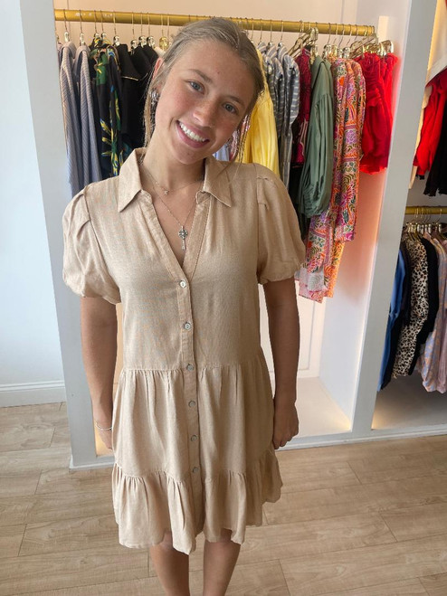 Sand Baby Doll Shirt Dress