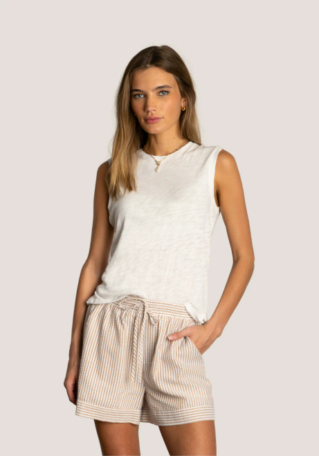 Stripe Khaki Weekend Shorts