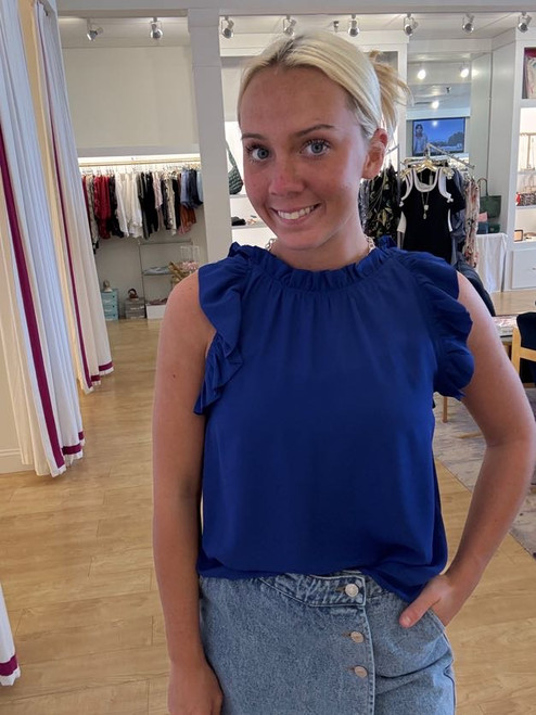 Royal Chiffon Ruffled Blouse