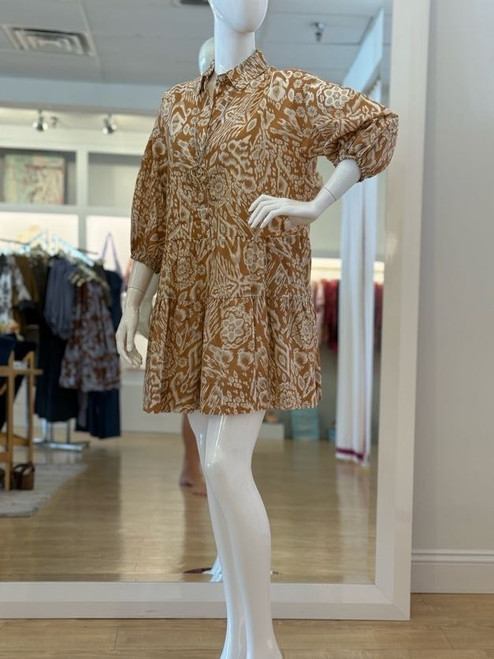 Camel Acorn Print Dress