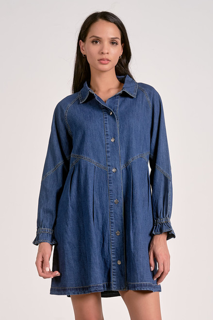 Long Sleeve Button Up Denim Dress