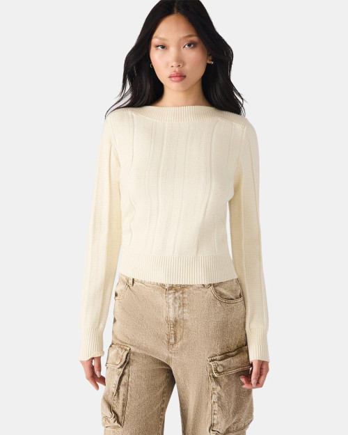 Ivory Boat Neck Serra Sweater